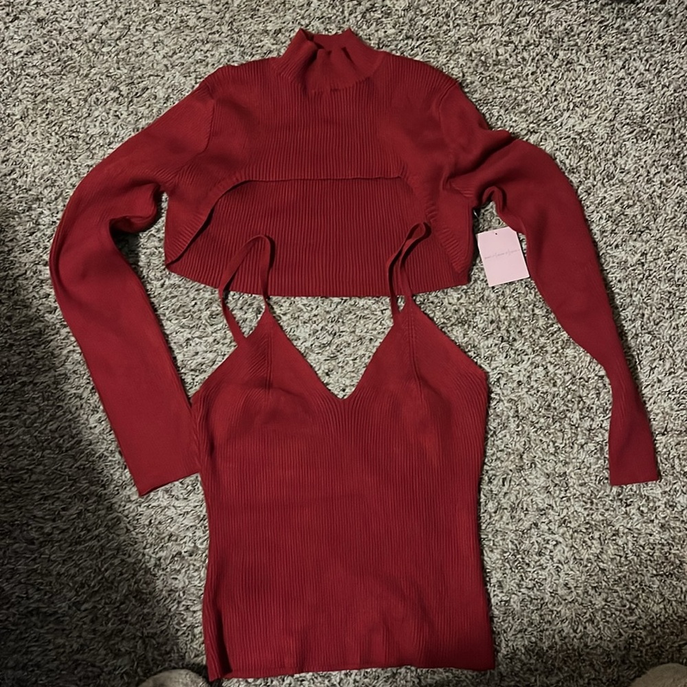 Ladies shrug and cami knit set
